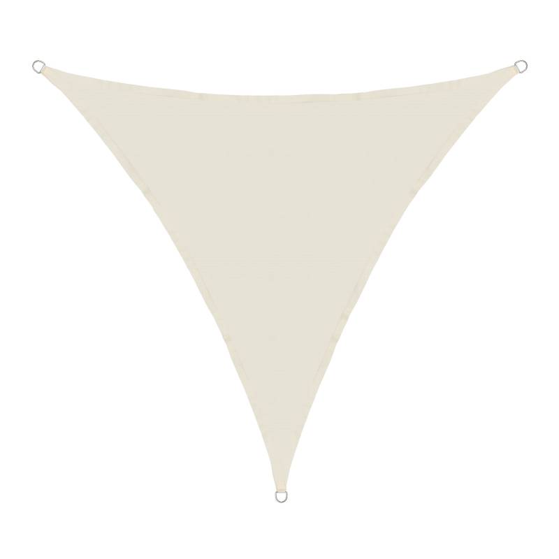 Sonnensegel 6x6x6m dreieckig - luftdurchlässig - HDPE aus einem Stück - Randnähte - 3 Ösen 3Seile - Farbe Creme - von anndora
