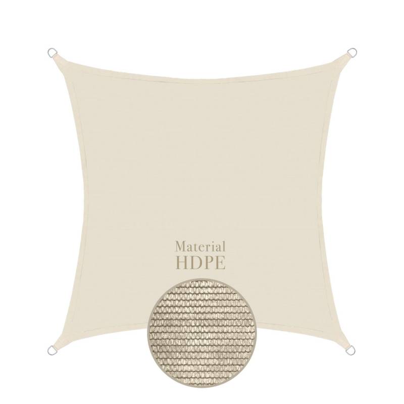 Sonnensegel anndora quadratisch beige - 4x4 m - 100% HDPE - reißfest - verstärkte Kanten - eckig UV-Schutz - winddurchlässig - KEIN Regenschutz von anndora