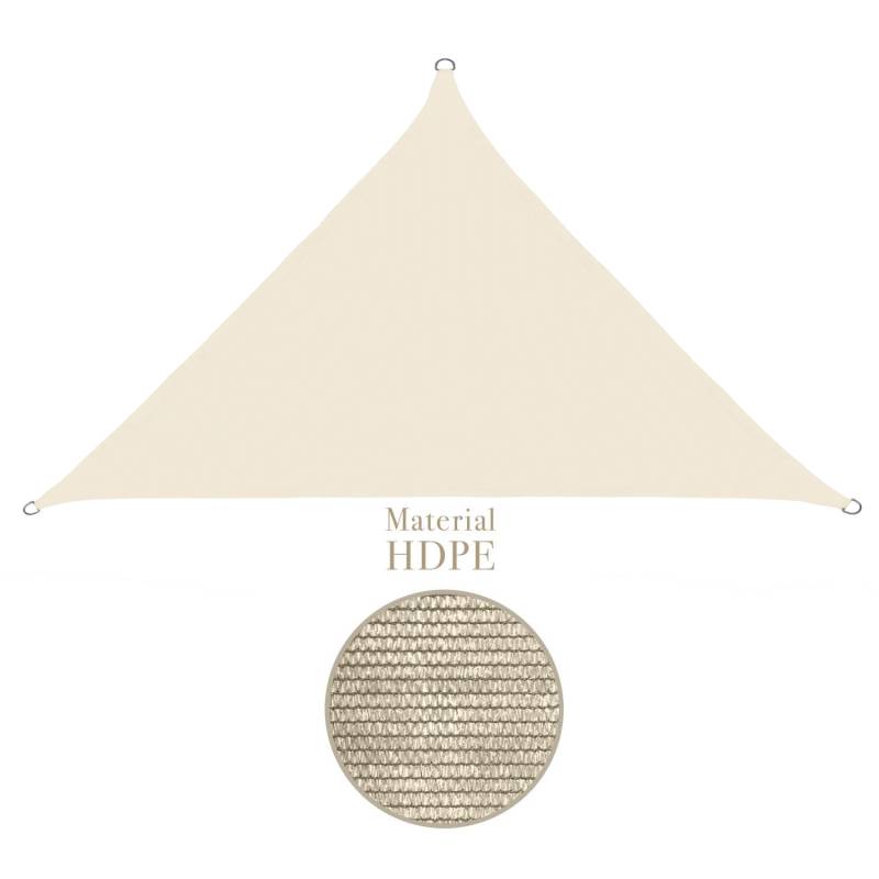 Sonnensegel dreieckig - 4x4x5,65 m - 100% HDPE - beige - luftdurchlässig - - UV-Schutz - reißfest - verstärkte Kanten - doppelte Nähte von anndora