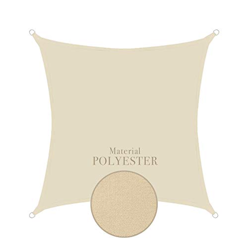 Sonnensegel wasserdicht Polyester 3x3m quadratisch Sonnenschutz - Cream von anndora