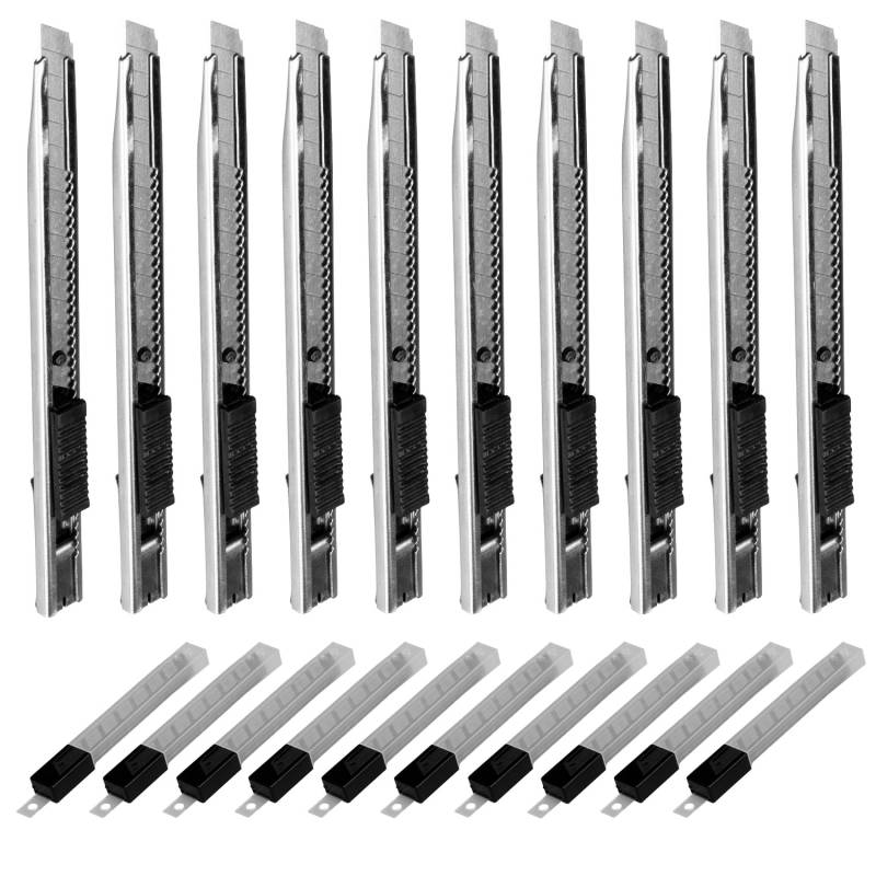 Werkzeugkönig Cuttermesser 10 Stck. 9mm + 100 Ersatzklingen von anndora