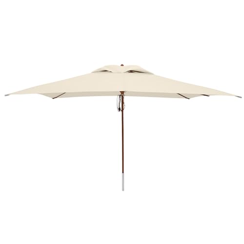 anndora® Sonnenschirm 3 x 4 m eckig Terassenschirm Holz Gestänge - Natural von anndora