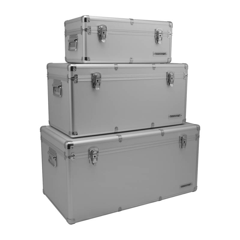anndora Alu Rahmenkoffer 3er Set Silber 155 Liter Transportbox Werkzeugkoffer von anndora
