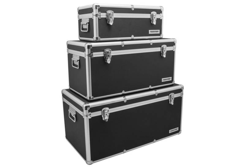 anndora Aufbewahrungsbox Alu Rahmenkoffer Transportbox (schwarz, 3er Set), stabiler Metallrahmen - mit Moosgummi ausgekleidet von anndora