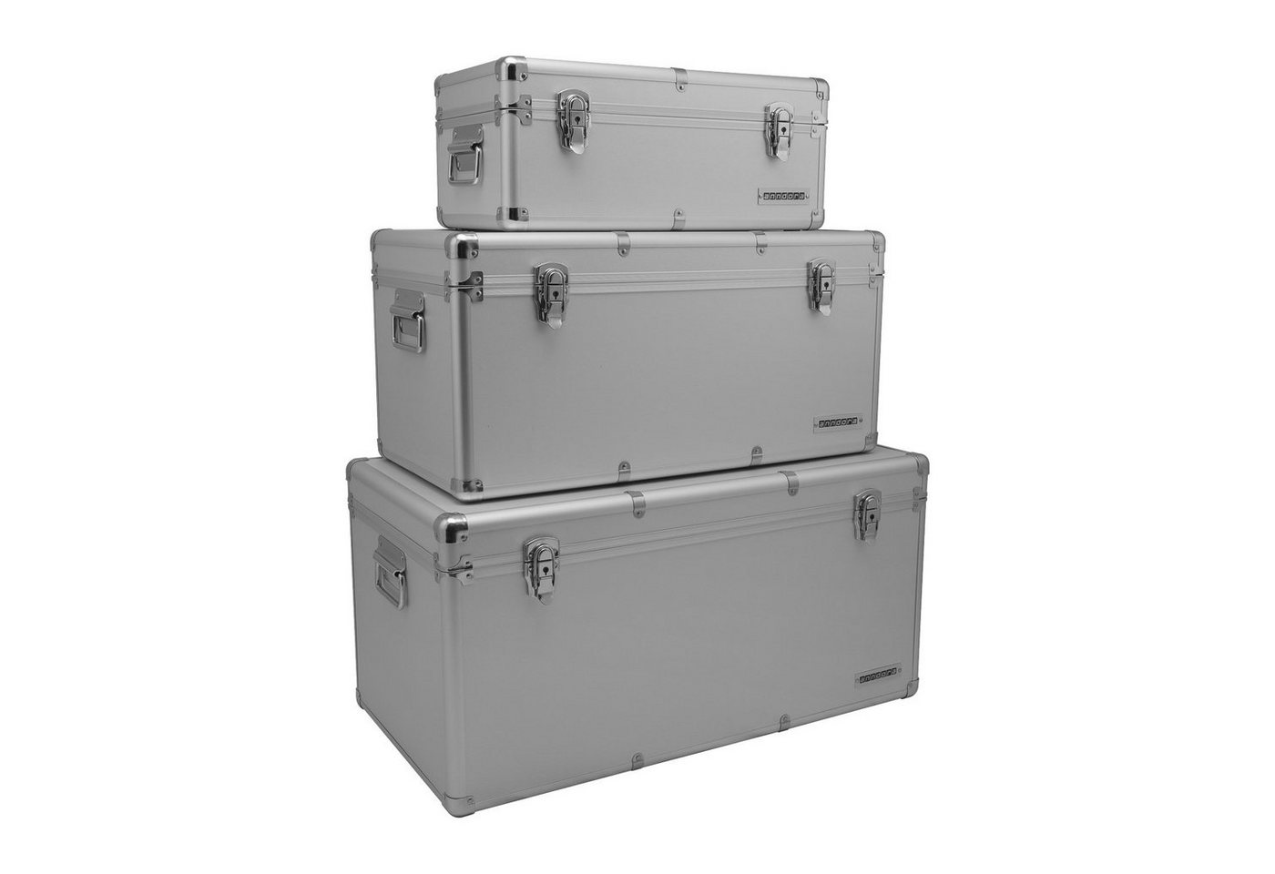 anndora Aufbewahrungsbox Alu Rahmenkoffer Transportbox (silber, 3er Set), stabiler Metallrahmen - mit Moosgummi ausgekleidet von anndora