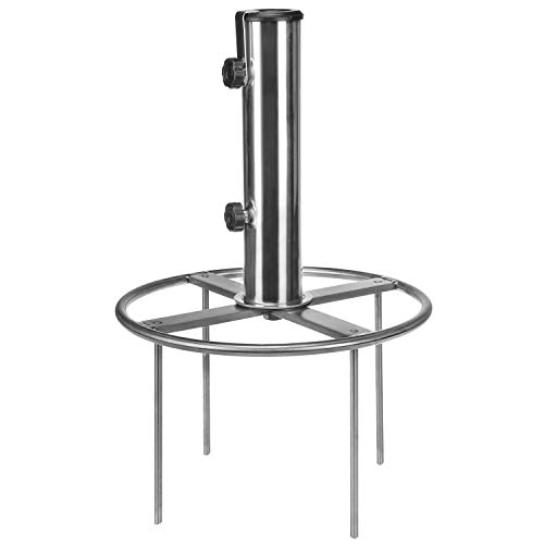 anndora Bodenspieß XL Edelstahl mit Adapter 48/39/34 mm - Sonnenschirmständer für Rasen von anndora