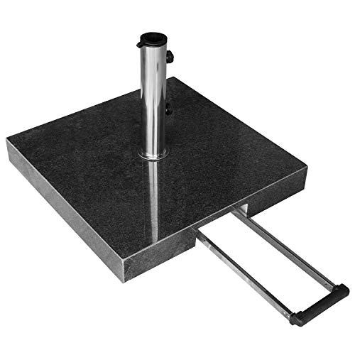 anndora Komfort Sonnenschirmständer aus Granit - 55kg rollbar Teleskopgriff dunkelgrau von anndora
