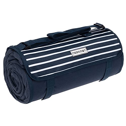 anndora Picknickdecke wasserdicht laminierte Unterseite 150x200 cm mit Tragegurt Navy dunkelblau weiß Camping Strand Picknick von anndora