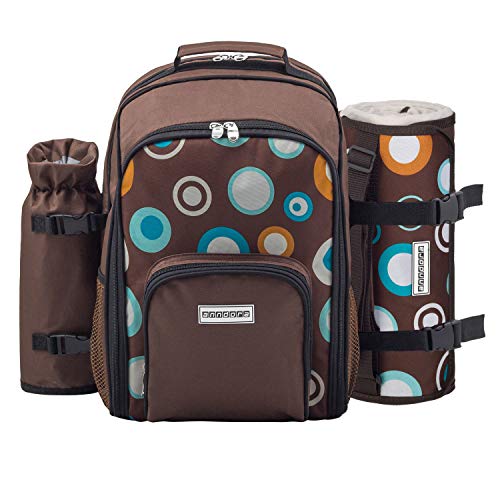 anndora Picknickrucksack 2 Personen 15 TLG. Zubehör + Picknickdecke braun Retro von anndora