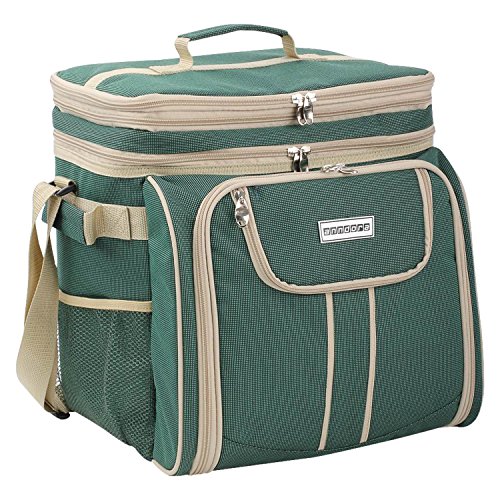 anndora Picknicktasche grün beige Kühltasche inkl. Zubehör 4 Personen 29 Teile von anndora