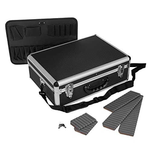 anndora Werkzeugkoffer 70102 Werkzeugkiste Mehrzweckkoffer mit Sortierfächern 46 x 33 x 15,5 cm abschließbar - Schwarz Aluminium von anndora