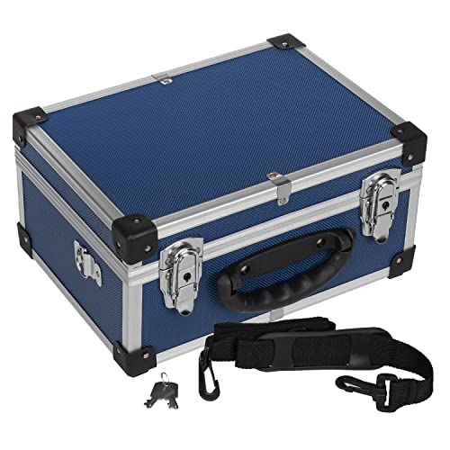 anndora Werkzeugkoffer 70106 Aluminium Rahmen Koffer - Werkzeugkiste 32,5 x 25,5 x 17,5 cm mit Neopren Auskleidung und Tragegurt - Blau von anndora
