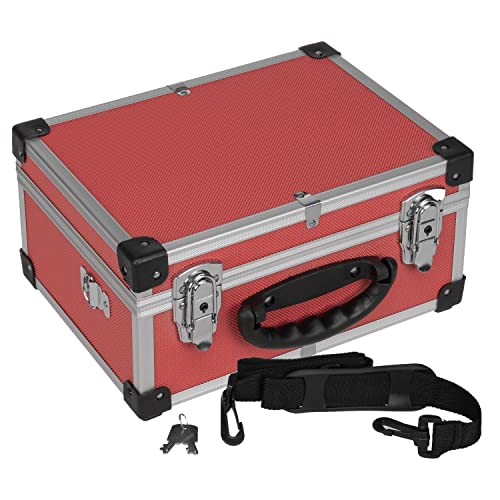 anndora Werkzeugkoffer 70106 Aluminium Rahmen Koffer - Werkzeugkiste 32,5 x 25,5 x 17,5 cm mit Neopren Auskleidung und Tragegurt - Rot von anndora