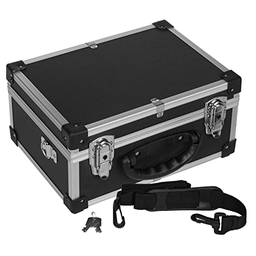 anndora Werkzeugkoffer 70106 Aluminium Rahmen Koffer - Werkzeugkiste 32,5 x 25,5 x 17,5 cm mit Neopren Auskleidung und Tragegurt - Schwarz von anndora