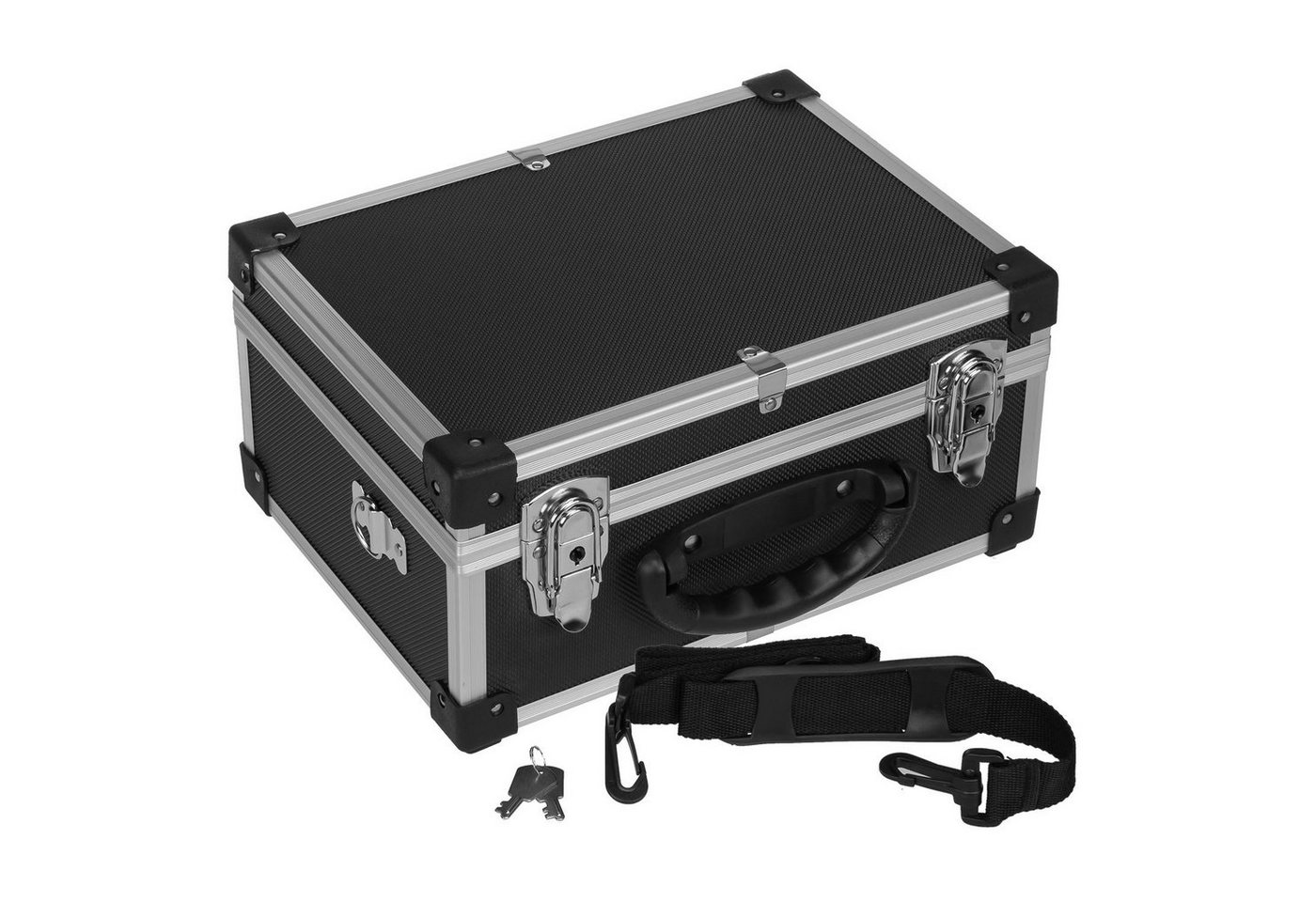anndora Werkzeugkoffer Alukoffer, Alu-Koffer, Alurahmen, Multikoffer (schwarz), abschließbar, mit Tragegurt von anndora