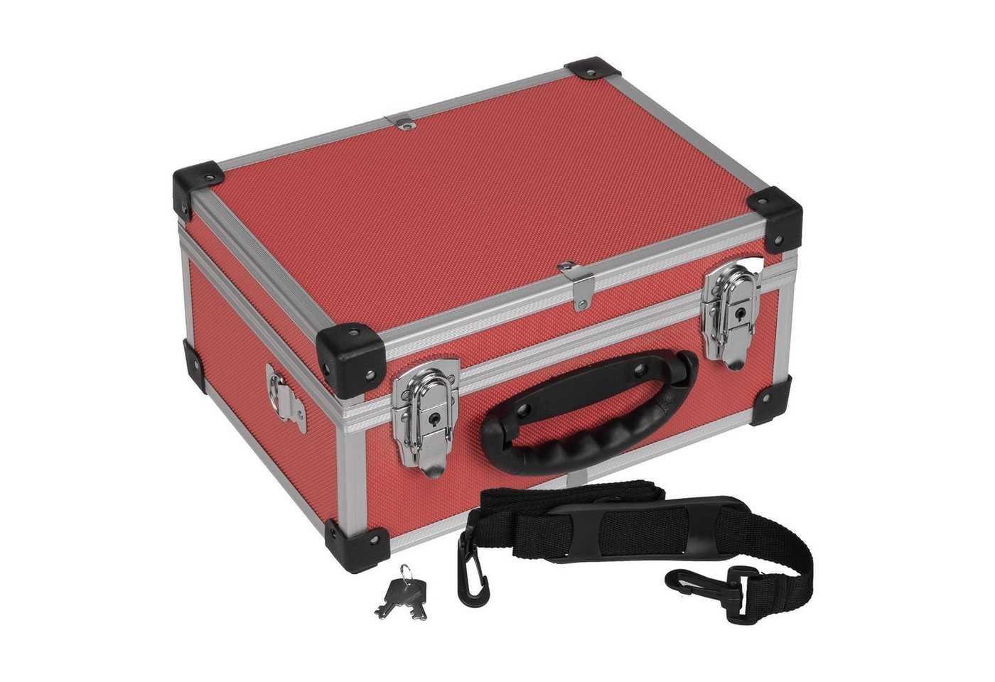 anndora Werkzeugkoffer Alukoffer, Alu-Koffer, Alurahmen, Multikoffer (rot), abschließbar, mit Tragegurt von anndora