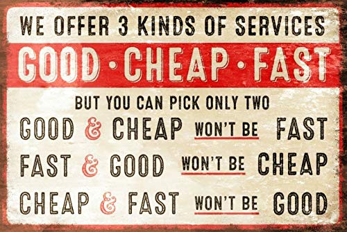 Retro Vintage Good Cheap Fast Metal Tin Sign Home Bar Cafe Retaurant Wall Decor Signs 12x8inch Retro Vintage Good Cheap Fast Metal Tin Sign Home Bar Cafe Retaurant Wall Decor Signs 12x8inch von annekilly
