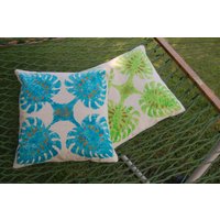 2 Hand Bemalt Baumwolle Kissen Abdeckung Hawaiian Design Blatt von annnna
