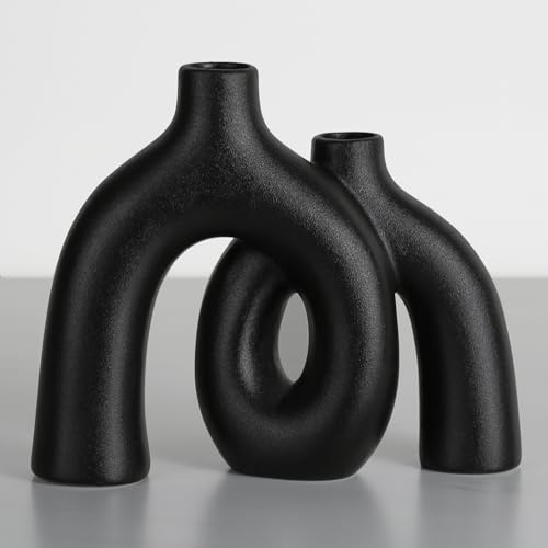 Anquephd Ceramic Vase, Nordic Modern Boho ins Style Decorative Ceramic Aesthetic Flower Vase for Home Decor (Schwarz) von anquephd
