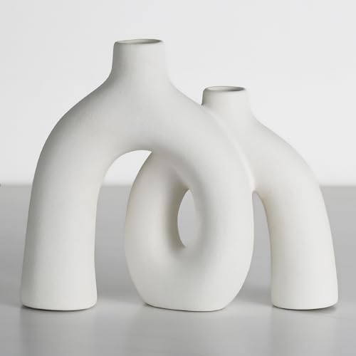 Anquephd Ceramic Vase, Nordic Modern Boho ins Style Decorative Ceramic Aesthetic Flower Vase for Home Decor (Weiß) von anquephd