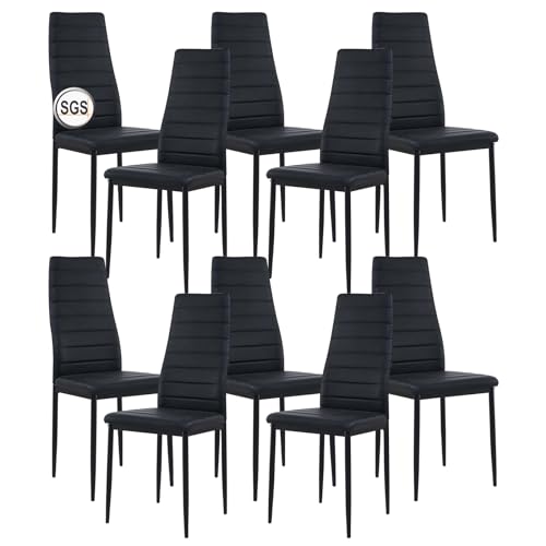 anrekl 10er Set Esszimmerstühle mit Armlehnen, Metallbeine Moderner Küchenstuhl Bequemer Polsterstuhl Sitzfläche Loungesessel für Esszimmer Wohnzimmer Küche, Schwarz von anrekl