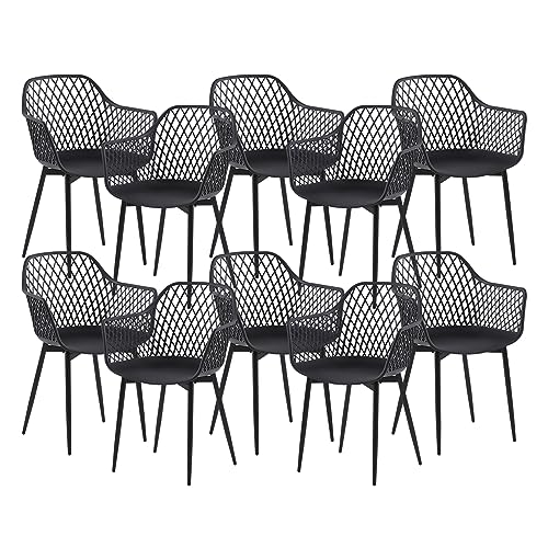 anrekl 10er Set Esszimmerstuhl mit Metallbeine, Armlehnstuhl Küchenstühle Essstühle Sessel Stuhl Sitzfläche für Esszimmer Wohnzimmer, Weiß von anrekl