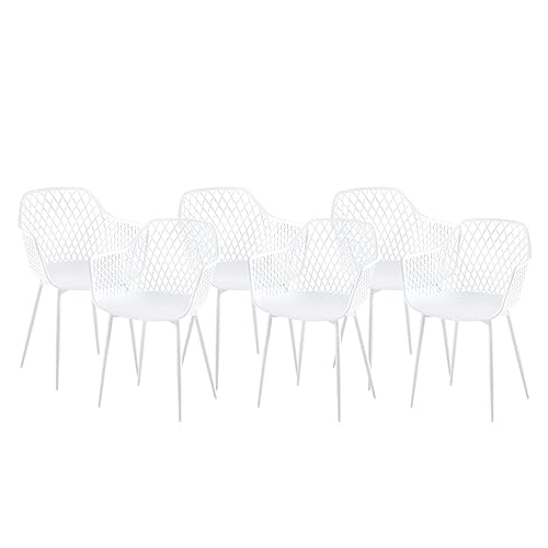 anrekl 6er Set Esszimmerstuhl mit Metallbeine, Armlehnstuhl Küchenstühle Essstühle Sessel Stuhl Sitzfläche für Esszimmer Wohnzimmer, Weiß von anrekl