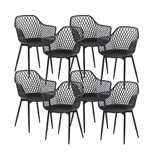 anrekl 8er Set Esszimmerstuhl mit Metallbeine, Armlehnstuhl Küchenstühle Essstühle Sessel Stuhl Sitzfläche für Esszimmer Wohnzimmer, Schwarz von anrekl