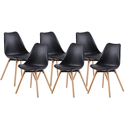 anrekl Esszimmerstühle 6er Set, Gepolsterter Küchenstuhl Essstühle mit Massivholz Buche Bein für Esszimmer Wohnzimmer Schlafzimmer Küche, Schwarz anrekl Esszimmerstühle 6er Set, Gepolsterter Küchenstuhl Essstühle mit Massivholz Buche Bein für Esszimmer Wohnzimmer Schlafzimmer Küche, Schwarz von anrekl