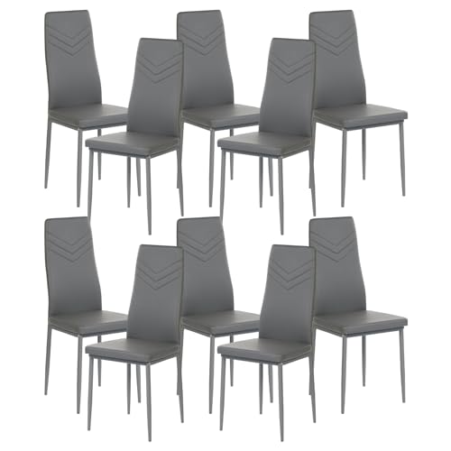 anrekl Stühle Esszimmer 10er Set, Esszimmerstühle Grau Küchenstuhl Essstühle Gepolsterter Esszimmerstuhl mit Metallbeine für Esszimmer Küche, 42x41x98cm von anrekl