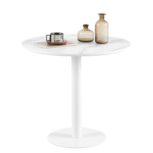 Anrekl Mid Century Modern Runder Esstisch mit Marmorfarbener Tischplatte, Couchtisch für Küche, Esszimmer, Wohnzimmer, Schlafzimmer, Büro, Cafe von anrekl