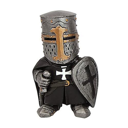 anso Retro Kreuzritter Rüstung Ritter Zwerge Wache Statuen Hof Dekor Garten Rasen Ornament (Wächter D) von anso