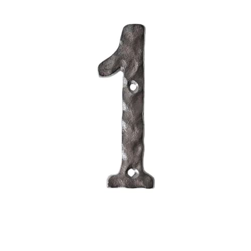 Hausnummern, 14 cm, robust, rustikal, Gusseisen, Metall, Hausadresse, gehämmertes Aussehen (1) von ansu