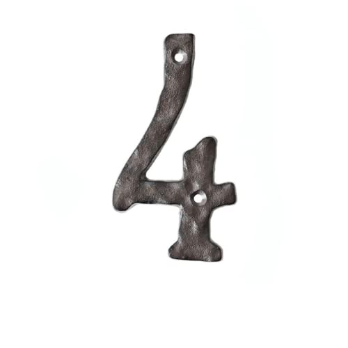 Hausnummern, 14 cm, robust, rustikal, Gusseisen, Metall, Hausadresse, gehämmertes Aussehen (4) von ansu