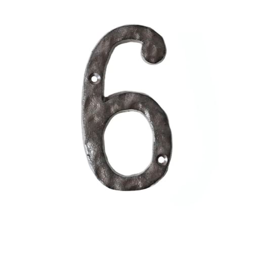 Hausnummern, 14 cm, robust, rustikal, Gusseisen, Metall, Hausadresse, gehämmertes Aussehen (6) von ansu