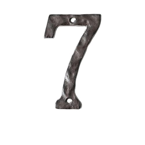 Hausnummern, 14 cm, robust, rustikal, Gusseisen, Metall, Hausadresse, gehämmertes Aussehen (7) von ansu
