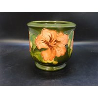 Früher Moorcroft Übertopf Oder Jardinière, 1940Er - 1950Er Jahre, Hibiskus Design von antiquesukmidlands