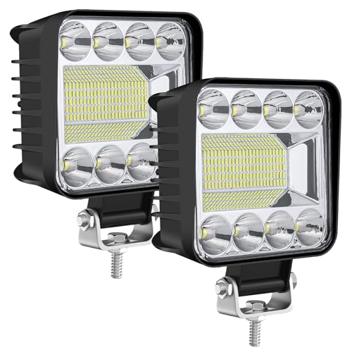 AnTom LED Arbeitsscheinwerfer 2 X 4 Zoll 132W LED Zusatzscheinwerfer 12V 24V Flutlicht Wasserdicht IP68 Kaltweiß Offroad Scheinwerfer für SUV, UTV,Bagger Traktoren ATV Offroad von antom