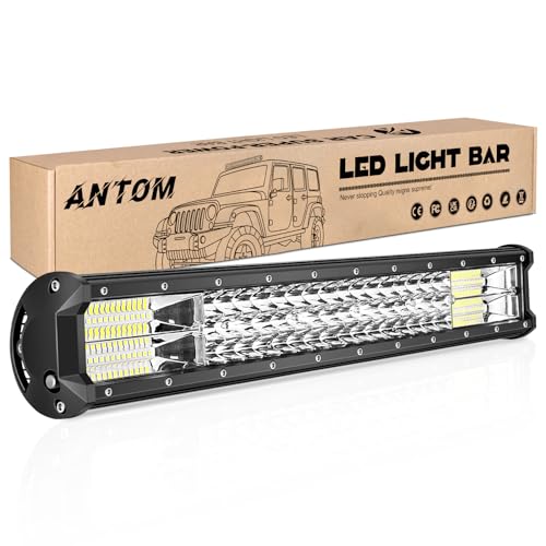 AnTom LED Arbeitsscheinwerfer 20.47 Zoll 52CM 288W Zusatzscheinwerfer Lightbar led bar 12v Flutlicht Wasserdicht Led Scheinwerfer für Kraftfahrzeug Auto Rasentraktor Wohnmobil Dachgepäckträger Wald von antom