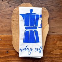 Geschirrtuch Weiß Bedruckt Espresso-Kanne, Küchentuch Mit Siebdruck-Motiv, Geschenk Kaffee-Trinker, Halbleinen, Leinen Geschirrtuch Weiß Bedruckt Espresso-Kanne, Küchentuch Mit Siebdruck-Motiv, Geschenk Kaffee-Trinker, Halbleinen, Leinen von anutdesign