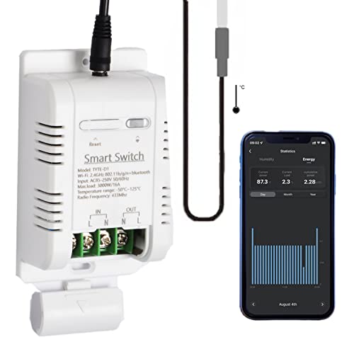 anvek Temperatur- und Feuchtigkeitsschalter Modul Ein/Aus Wifi Geräte Wireless Sprachsteuerung von Alexa Google Home Tuya APP (th16switch+DS18b20) von anvek