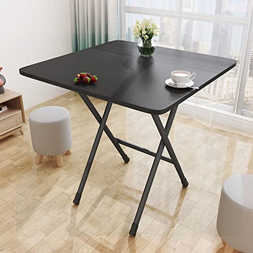 anwhriet Beistelltisch Klappbar,Quadratischer Klapptisch Balkon Camping,Klappbarer Esstisch im Wohnzimmer der Wohnung,60cm x 60cm x 70cm,Schwarz Klappbar Tablett Tisch (Black) von anwhriet