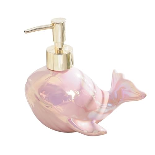 Lotionspender, Badezimmer Cartoon Wal Spender Flasche Shampoo Duschgel Presse Typ Lotion Flasche Toilette kreative leichte Luxus-Keramik,für Badezimmer(Pink) von anxinda