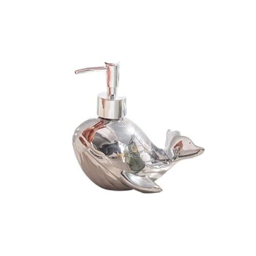 Lotionspender, Badezimmer Cartoon Wal Spender Flasche Shampoo Duschgel Presse Typ Lotion Flasche Toilette kreative leichte Luxus-Keramik,für Badezimmer(Silver) von anxinda