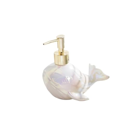 Lotionspender, Badezimmer Cartoon Wal Spender Flasche Shampoo Duschgel Presse Typ Lotion Flasche Toilette kreative leichte Luxus-Keramik,für Badezimmer(White) von anxinda