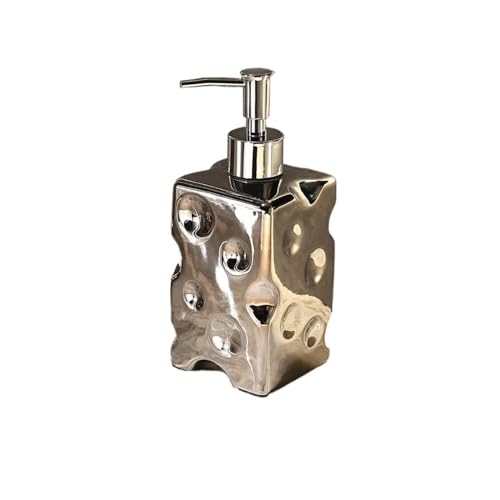 Lotionspender, Keramik-Pumpflasche for Handdesinfektionsmittel, Shampoo, Duschgelspender,für Badezimmer(Silver,L) von anxinda
