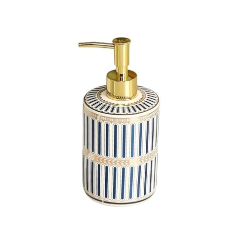 Lotionspender, Leichte Luxus-Hotelkeramik, Handdesinfektionsmittel-Pressflasche, großer Presspumpenkopf for das Badezimmer zu Hause, Abfüllset for Leere Flaschen,für Badezimmer(Striped Blue) von anxinda