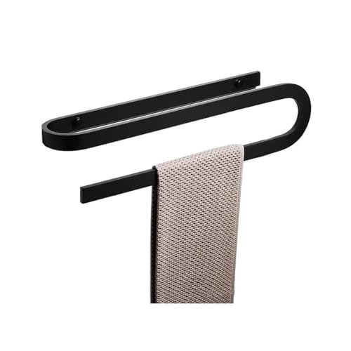 Regal Badetuchhalter, kreativer minimalistischer Handtuchhalter, verdickter Handtuchhalter aus Aluminium, ohne Bohren, an der Wand montierter Handtuchhalter,für Badezimmer(Black) von anxinda