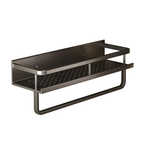 anxinda Regal Schwarzes, wandmontiertes Badezimmerregal ohne Lochung, Aufbewahrungs-Organizer,für Badezimmer(30cm) von anxinda