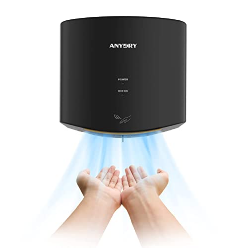 anydry 2630S Kompakter Händetrockner,Automatischer Elektrischer Händetrockner für Wandmontage,Für Gewerbliche oder Private Zwecke,Händetrockner für Toiletten.1400-1650W.(Schwarz) von anydry